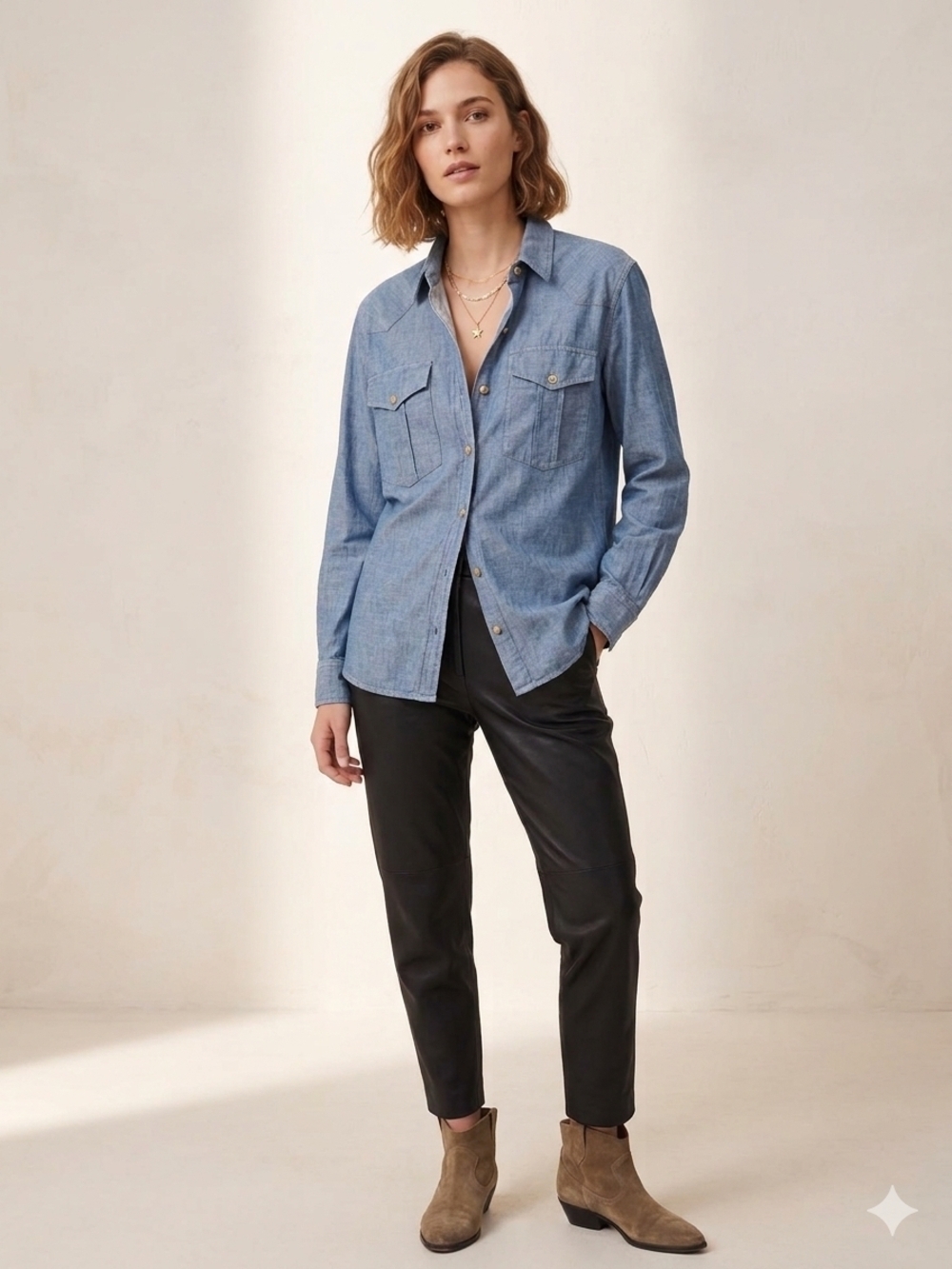 Isabel Marant Étoile Western Chambray Denim Shirt - Blue - FR 34